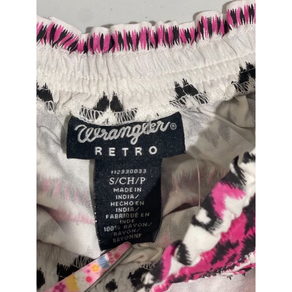 Wrangler Womens Retro Off-Shoulder Boho Top White Pink & Black Size Small - Picture 8 of 14